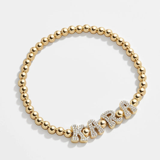 Lavisa custom pisa retro stretch bead bracelet with sparkling letter charms