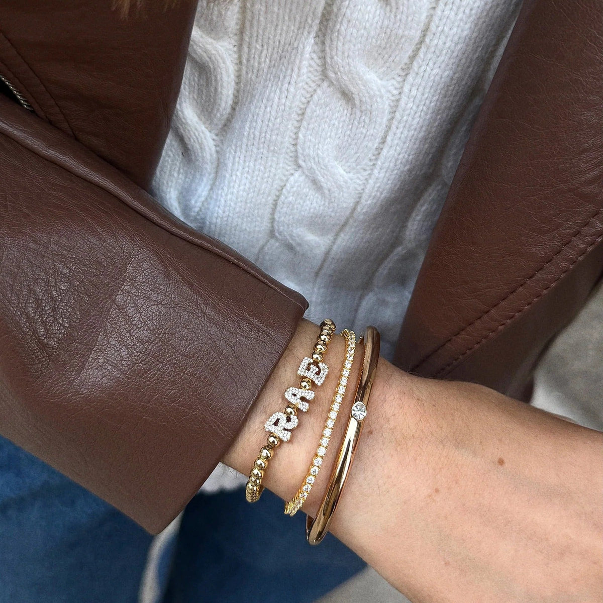 Lavisa - Custom Pisa Retro Stretch Bead Bracelet - Detail & Styling View