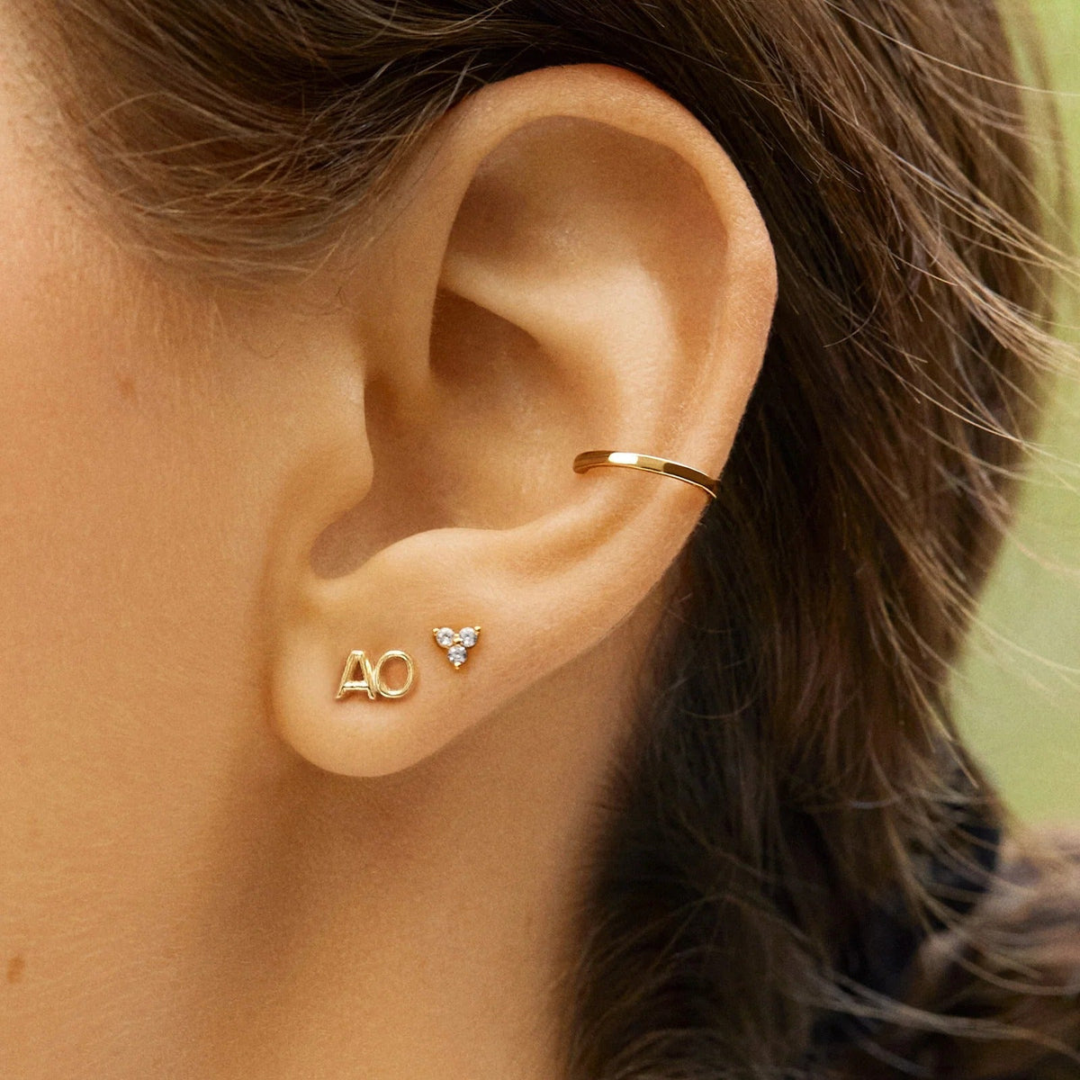 Lavisa - Custom Initial Earring - Gold - Detail & Styling View