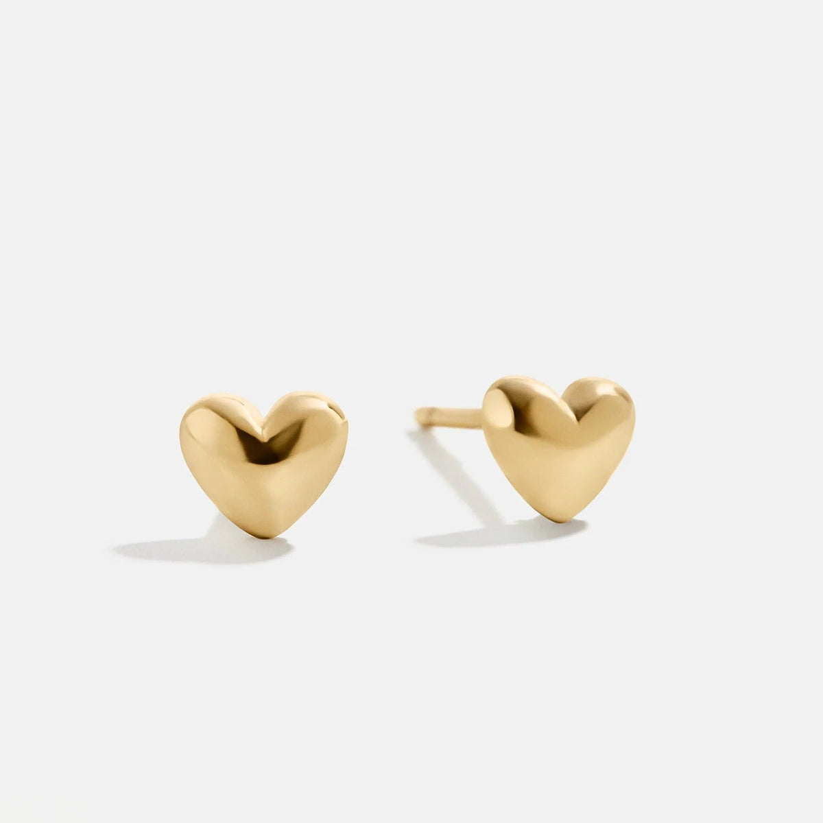 Lavisa - Modern Pavé Heart Gold Earrings - On-Model & Scale View