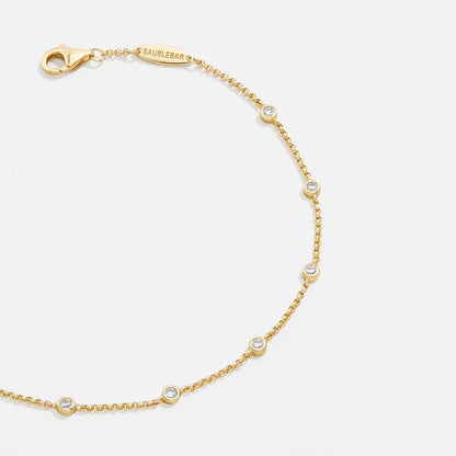 Lavisa - 18K Gold Birthstone Bracelet - Crystal Layering Jewelry - On-Model & Scale View