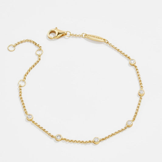 Lavisa 18K Gold Birthstone Bracelet with sparkling crystals in gold setting