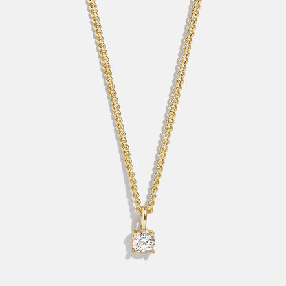 Lavisa 18K Gold Curb Chain Necklace featuring a sparkling cubic zirconia pendant on a delicate chain