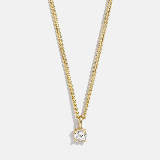 Lavisa 18K Gold Curb Chain Necklace featuring a sparkling cubic zirconia pendant on a delicate chain