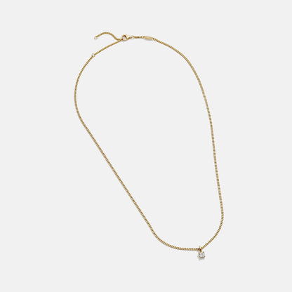 Lavisa - 18K Gold Curb Chain Necklace With Cubic Zirconia - Clasp & Finish View