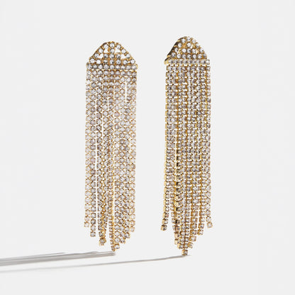 Lavisa Deirdre crystal fringe drop earrings with gold hardware