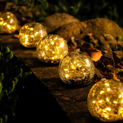 Lavisa - Solar Garden Lights Outdoor Waterproof Crackle Glass Globe