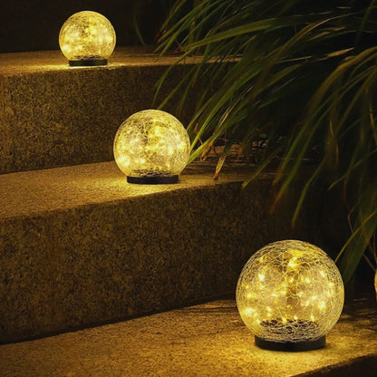 Lavisa - Solar Garden Lights Outdoor Waterproof Crackle Glass Globe