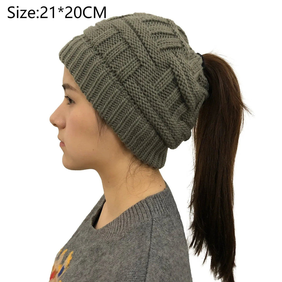 Lavisa - Women’s Cable Knit Ponytail Beanie Hat