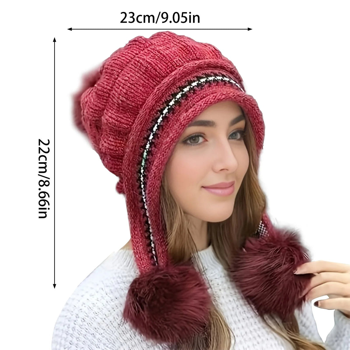 Lavisa - Fleece Lined Cable Knit Winter Hat with Earflaps
