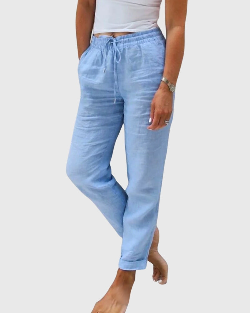 Lavisa - Elegant High Waisted Trousers with Elastic Waist