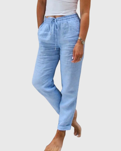 Lavisa - Elegant High Waisted Trousers with Elastic Waist