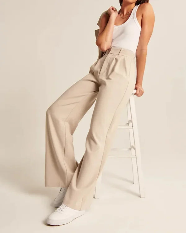 Lavisa - Women's Pleated Wide Leg Trousers High Waist Flowy Dress Pants