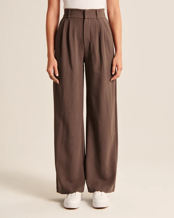 Lavisa - Women's Fitted Flared Pants - High Rise Flare Leg Dress Trousers