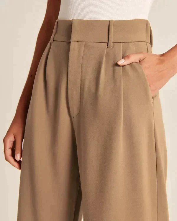 Lavisa - Women's Pleated Wide Leg Trousers High Waist Flowy Dress Pants