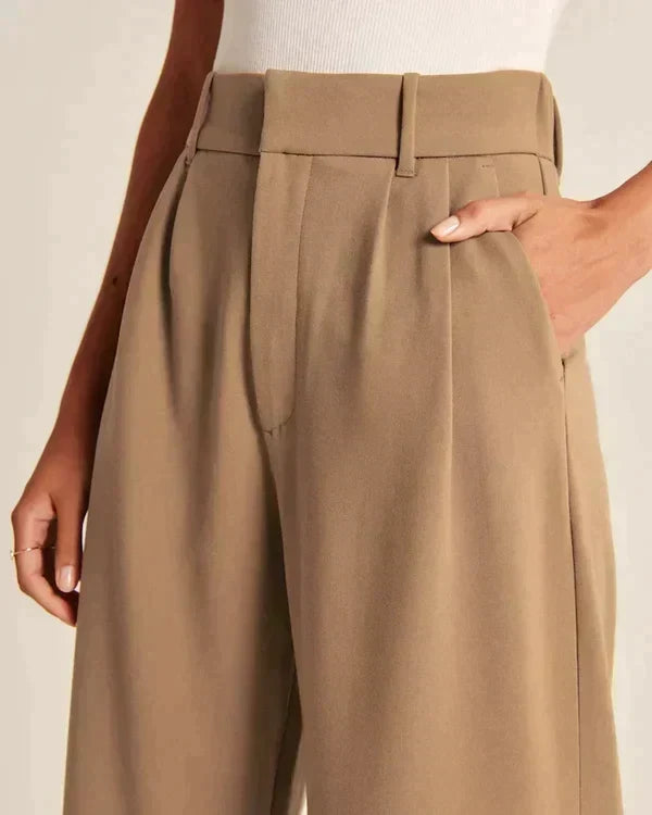 Lavisa - Women's Pleated Wide Leg Pants - High Waist Flowy Dress Trousers