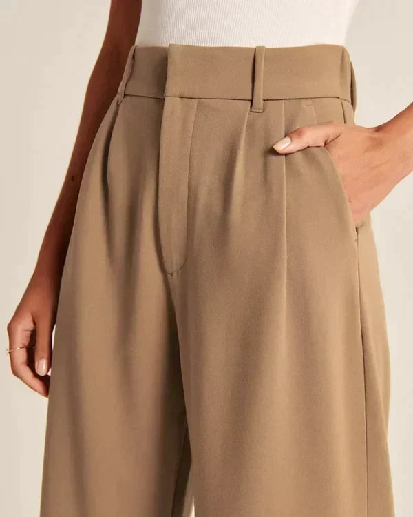Lavisa - Women's Fitted Flared Pants - High Rise Flare Leg Dress Trousers