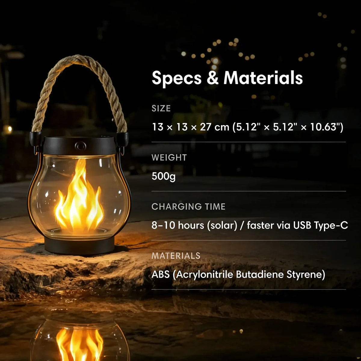 Lavisa - Outdoor Solar Flame Lantern