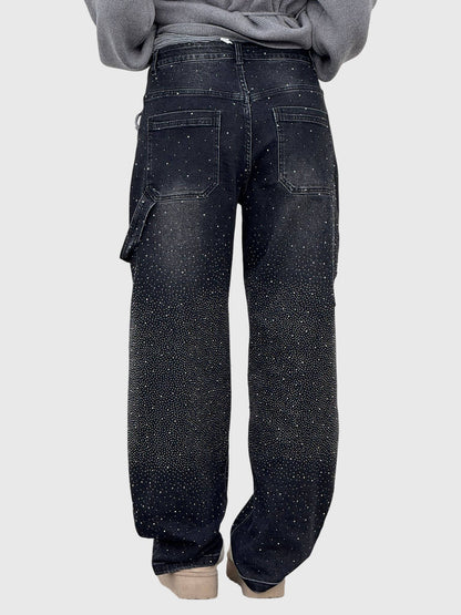 Lavisa - Elegant Diamond Embellished Loose Fit Pants for Women