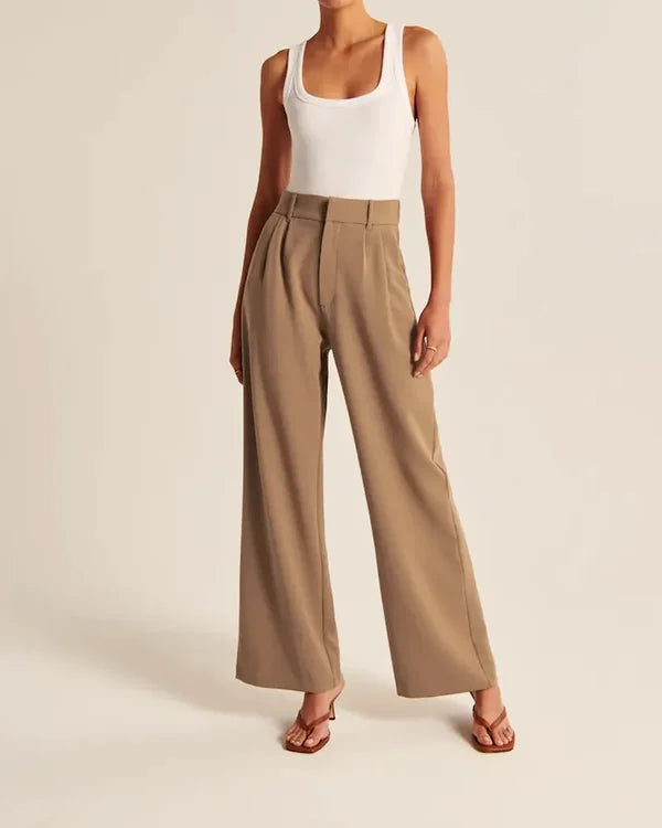 Lavisa - Women's Pleated Wide Leg Trousers High Waist Flowy Dress Pants