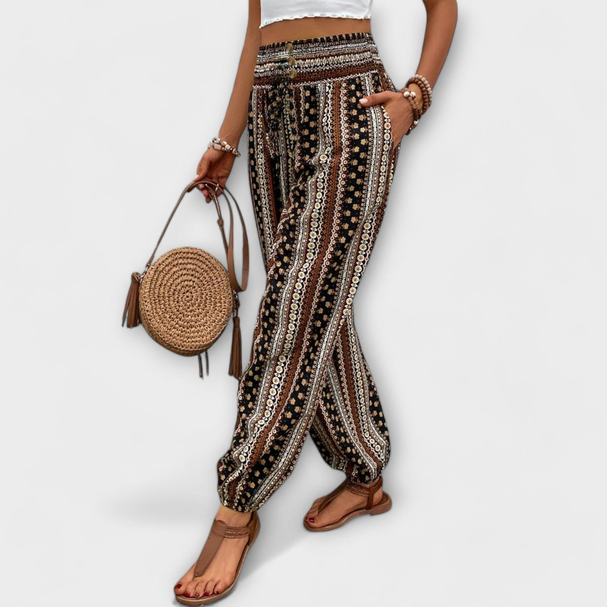 Lavisa - Ethnic Pattern Graphic Print Pants
