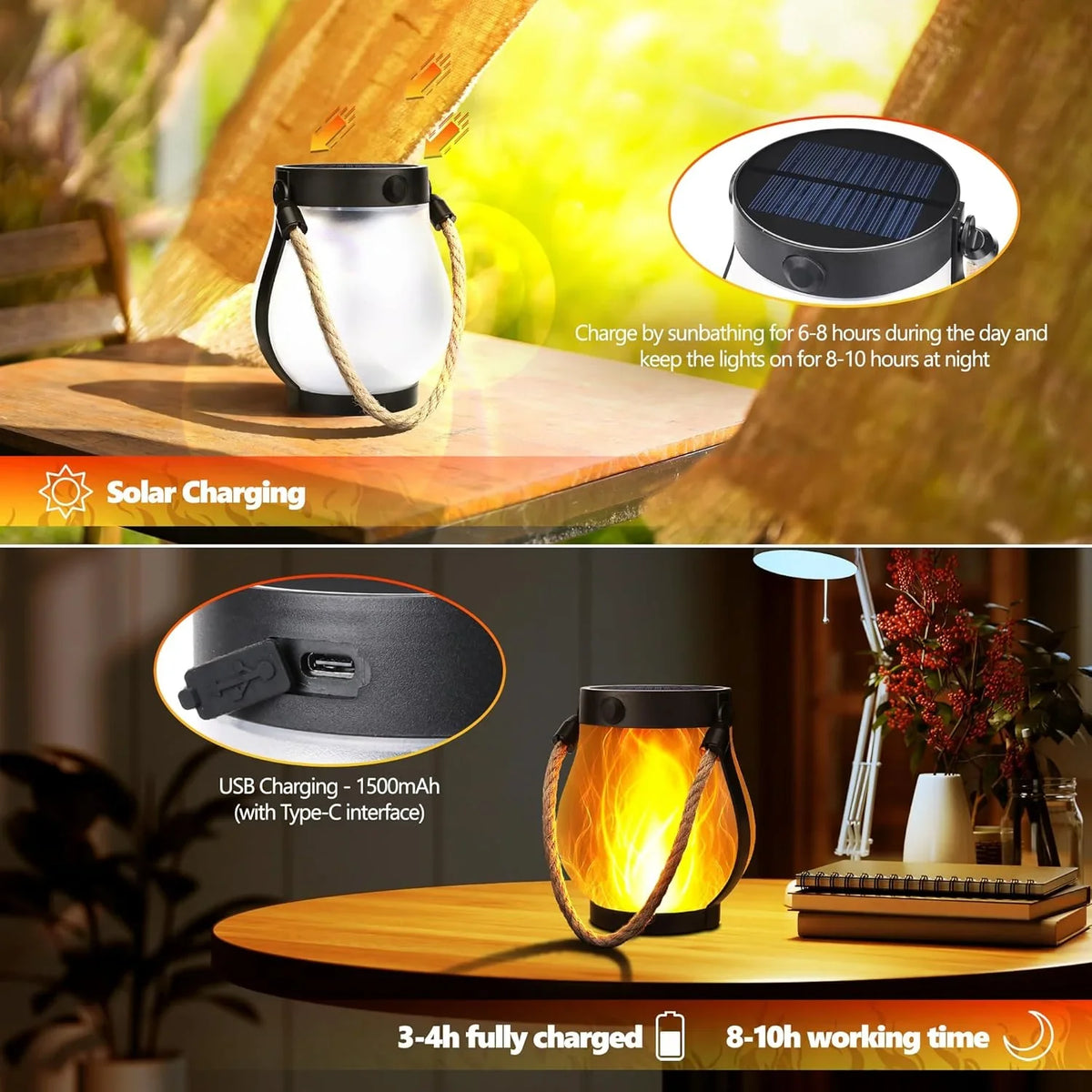 Lavisa - Outdoor Solar Flame Lantern