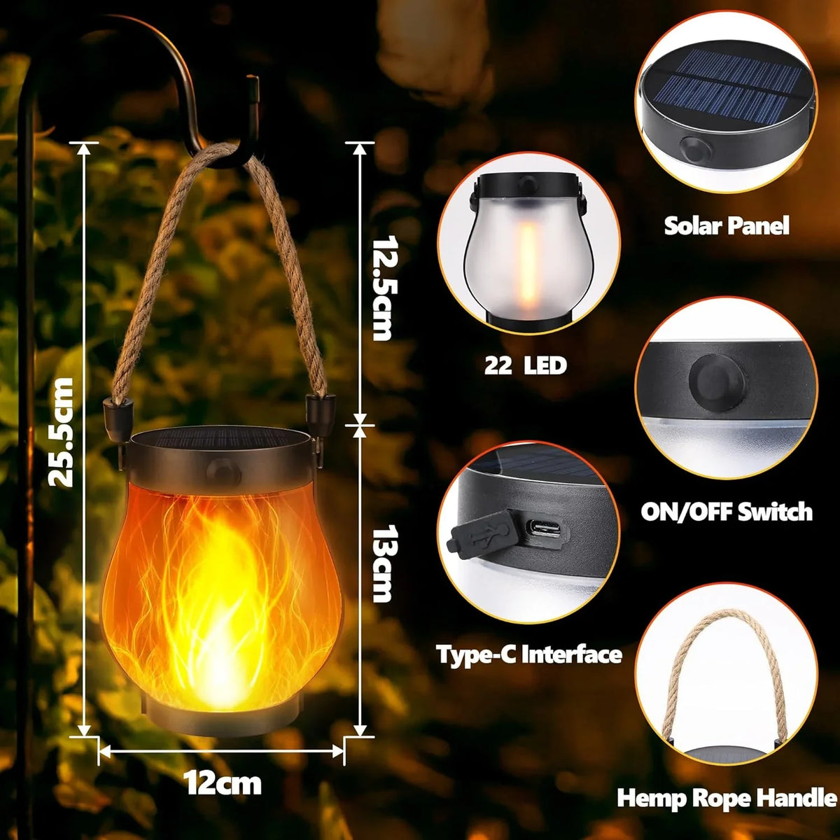 Lavisa - Outdoor Solar Flame Lantern