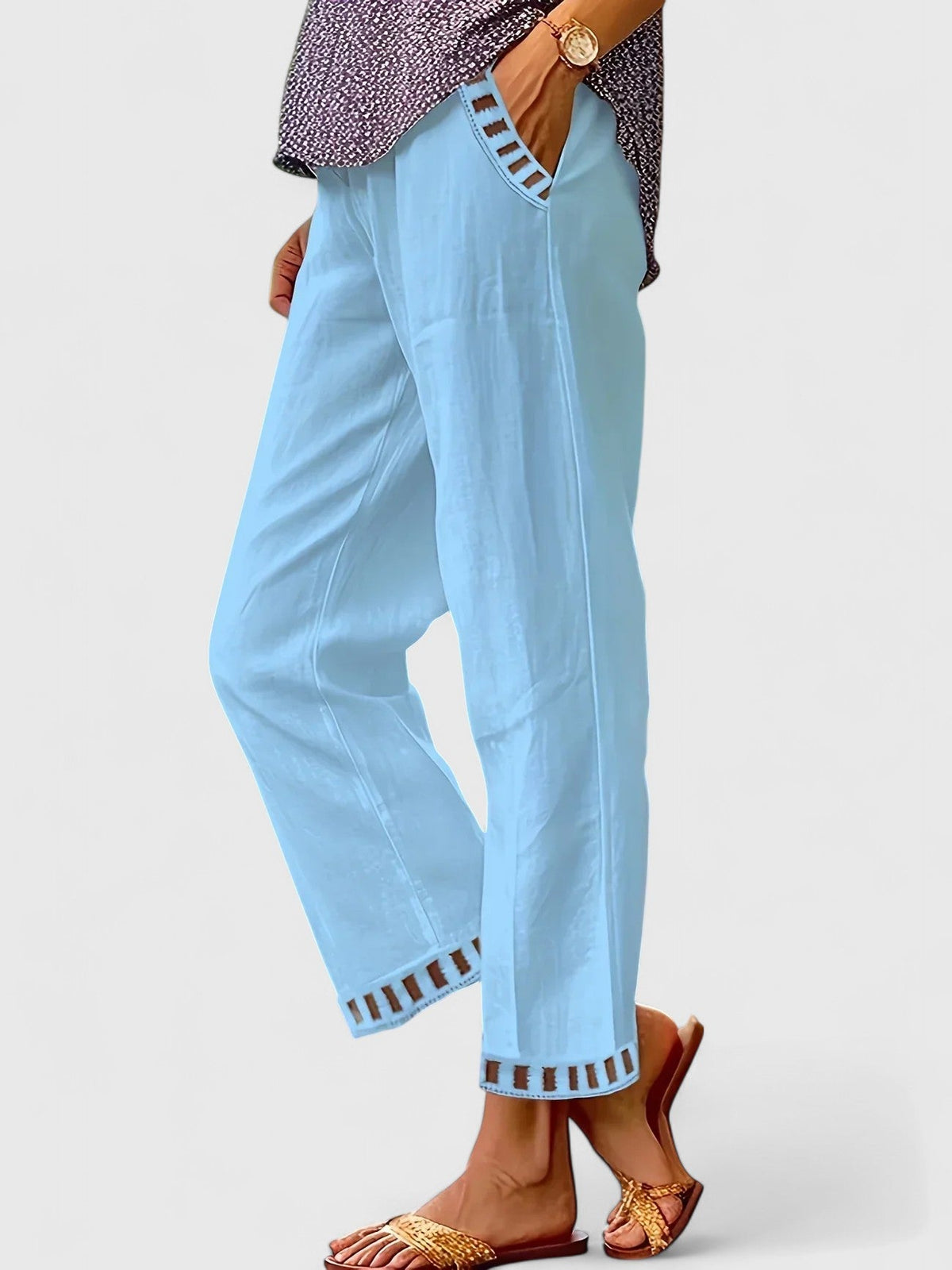 Lavisa - Contrast Trim Cropped Pants