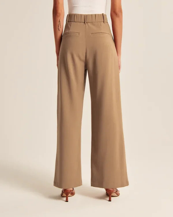 Lavisa - Women's Fitted Flared Pants - High Rise Flare Leg Dress Trousers