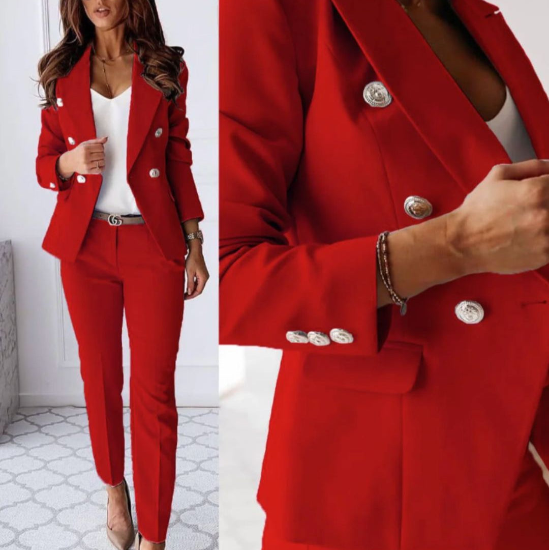 Lavisa - Elegant Double Breasted Suit Set Blazer and Trousers
