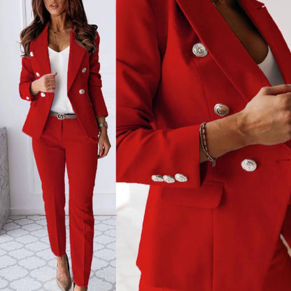 Lavisa - Elegant Double Breasted Suit Set Blazer and Trousers
