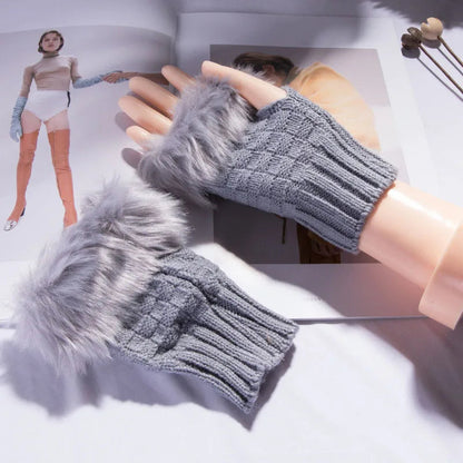 Lavisa - Faux Fur Fingerless Winter Gloves
