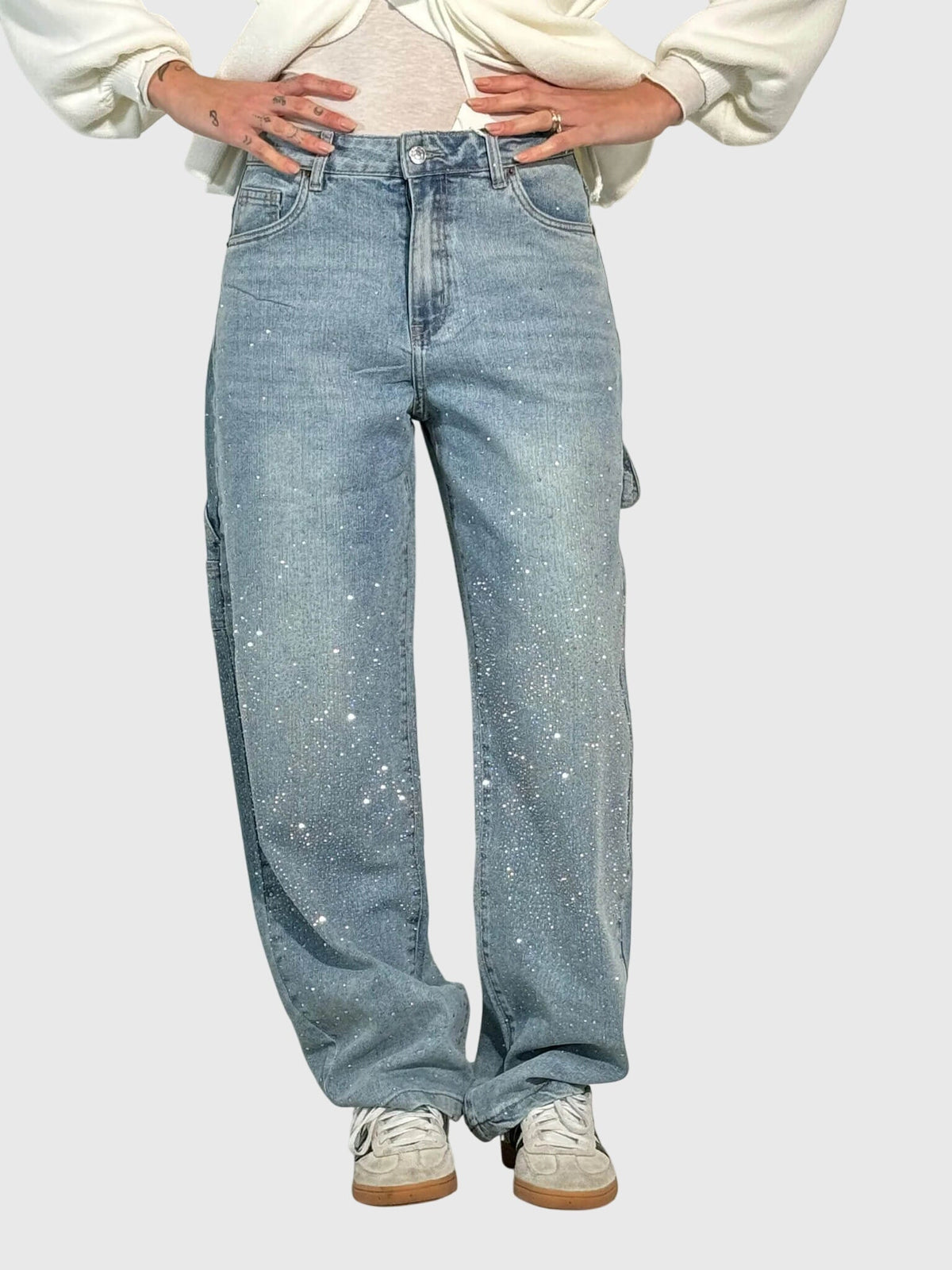 Lavisa - Elegant Diamond Embellished Loose Fit Pants for Women