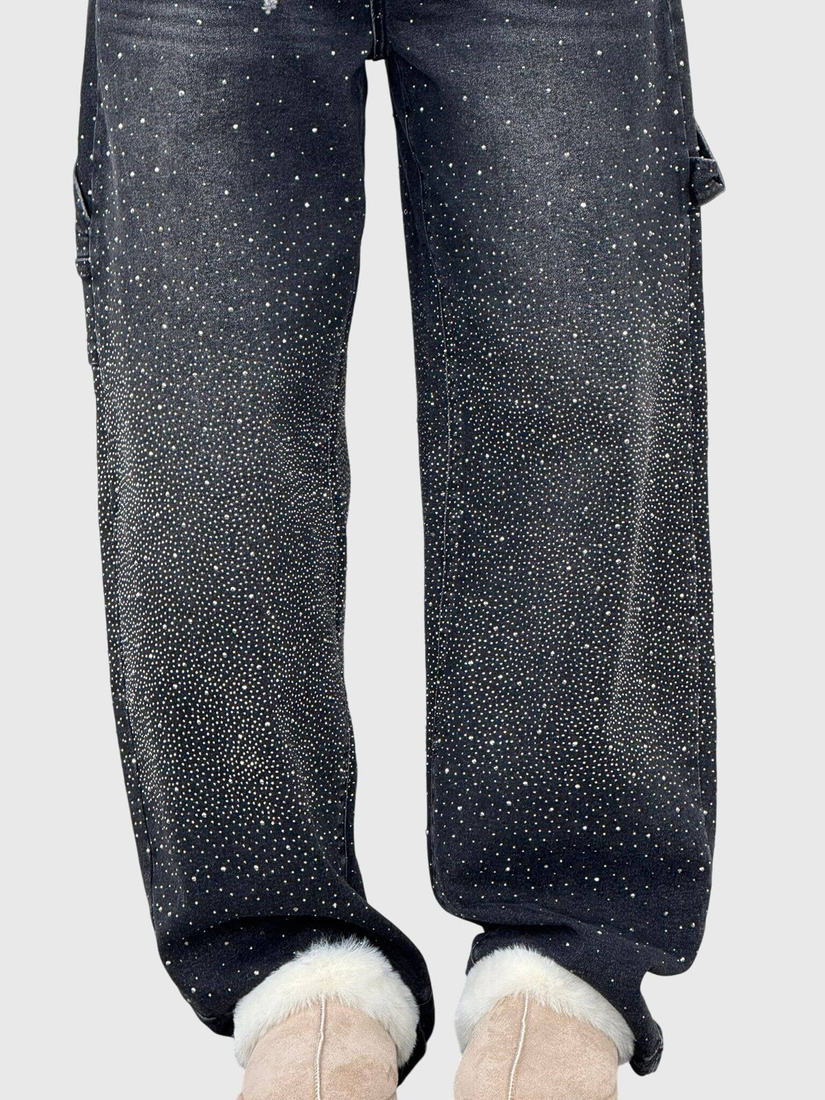 Lavisa - Elegant Diamond Embellished Loose Fit Pants for Women