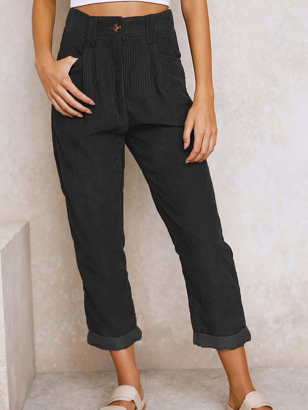 Lavisa - Womens Relaxed High Waist Tapered Trousers