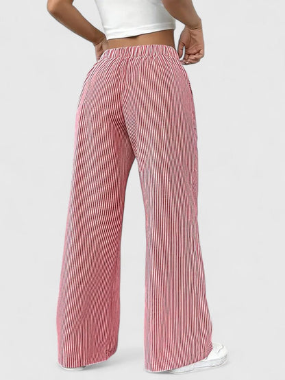 Lavisa - Relaxed Wide Leg Drawstring Pants with Pockets