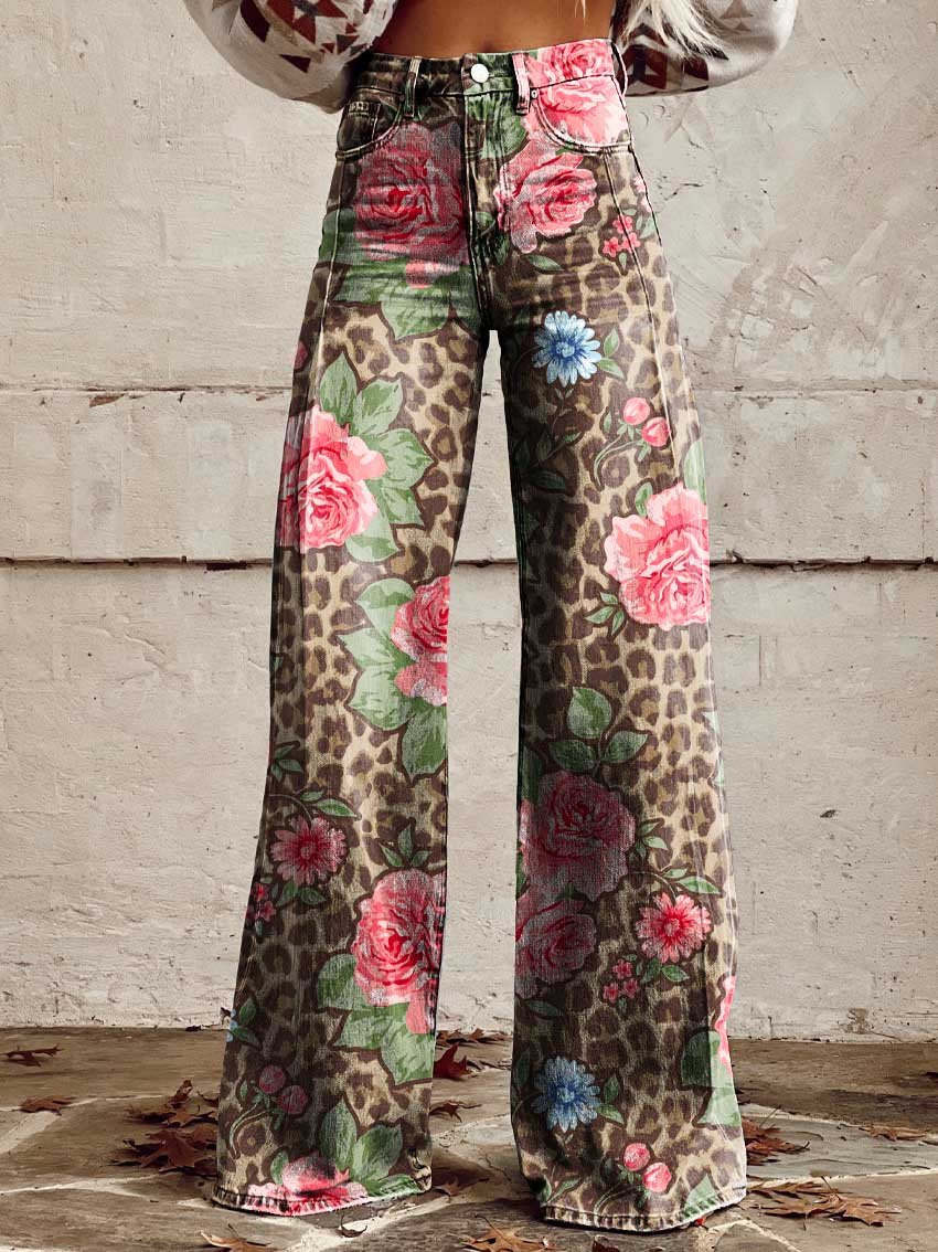 Lavisa - Vintage Floral Wide-Leg Pants