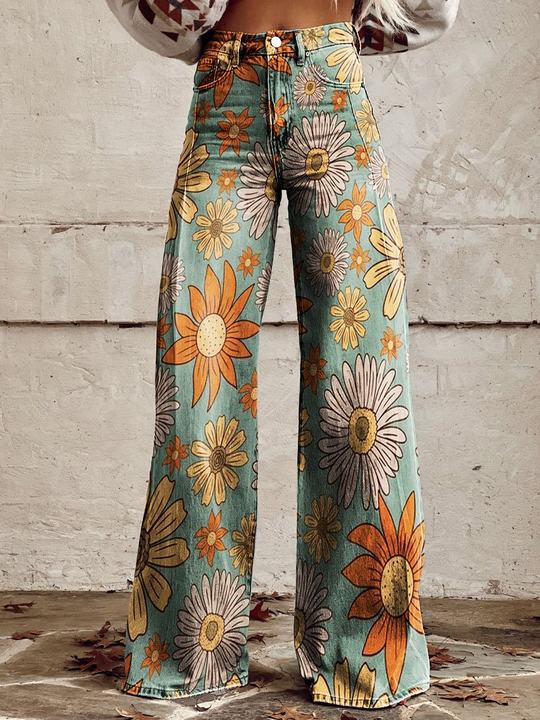 Lavisa - Vintage Floral Wide-Leg Pants