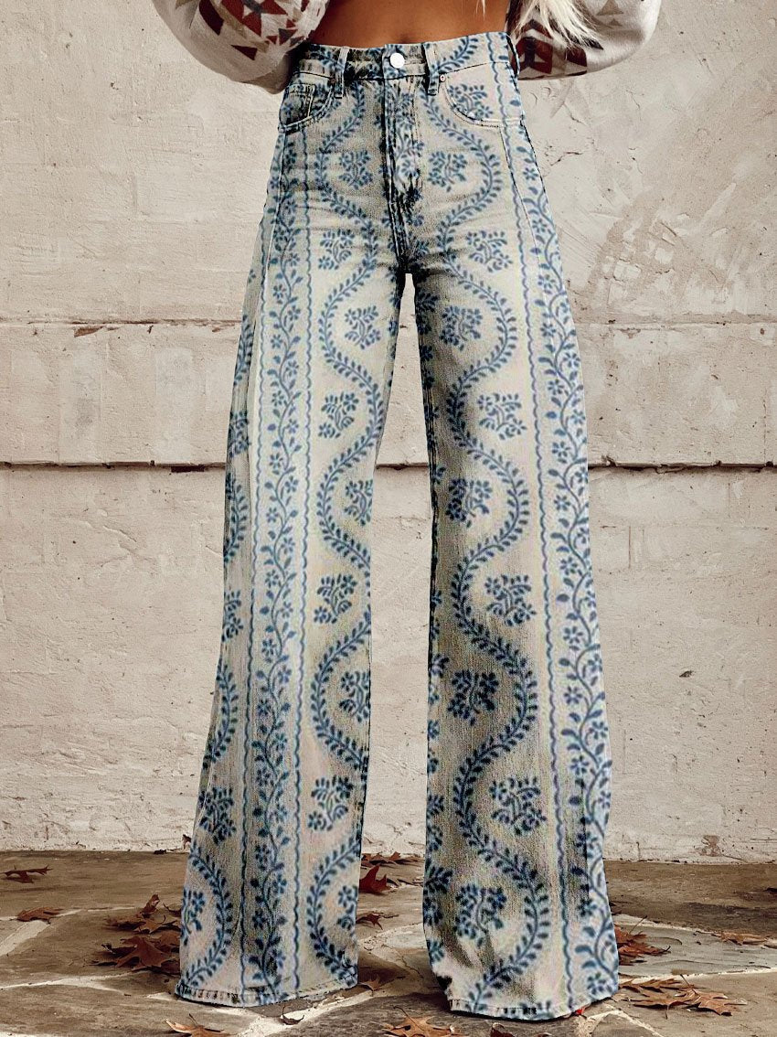Lavisa - Vintage Floral Wide-Leg Pants