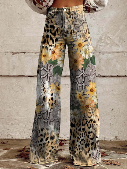Lavisa - Vintage Floral Wide-Leg Pants