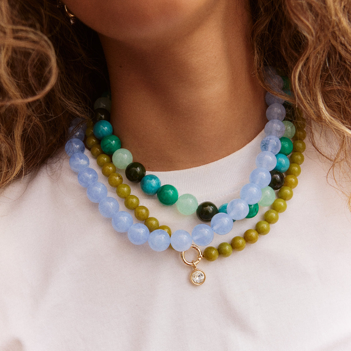 Lavisa - Multi Bead Layering Necklace - On-Model & Scale View
