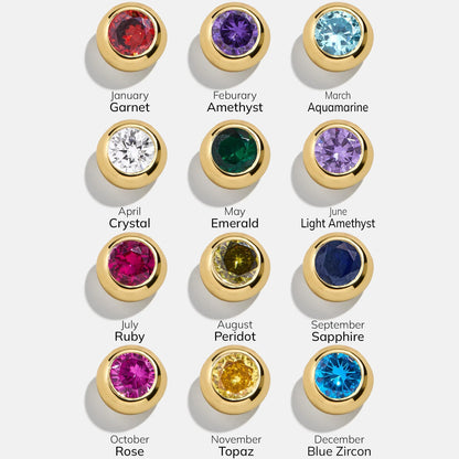 Lavisa - 18K Gold Birthstone Drop Earrings Personalized Jewelry - On-Model & Scale View