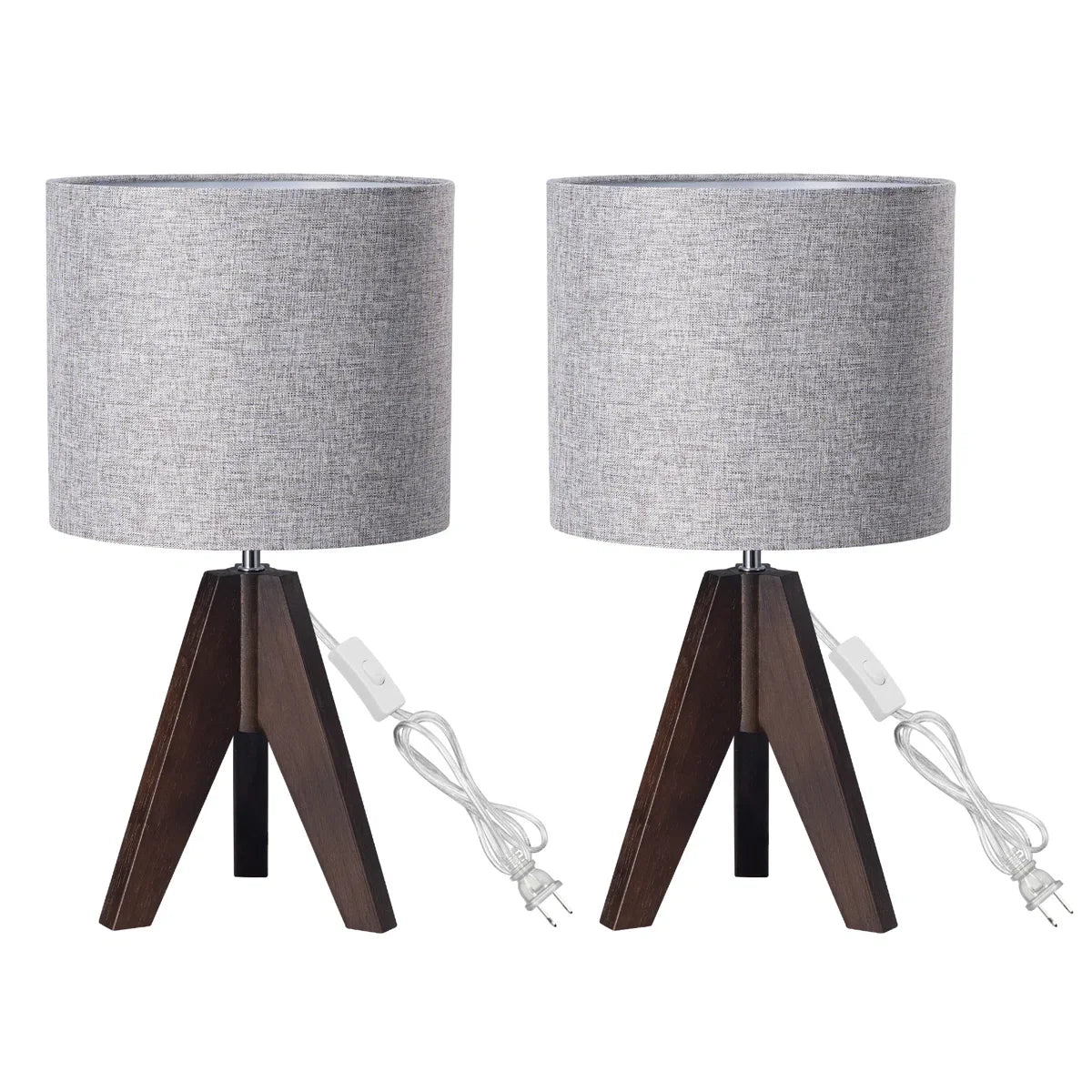 Lavisa - Modern Wooden Tripod Table Lamps with Linen Shade