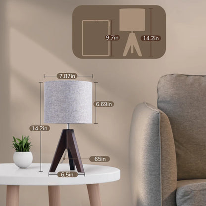 Lavisa - Modern Wooden Tripod Table Lamps with Linen Shade
