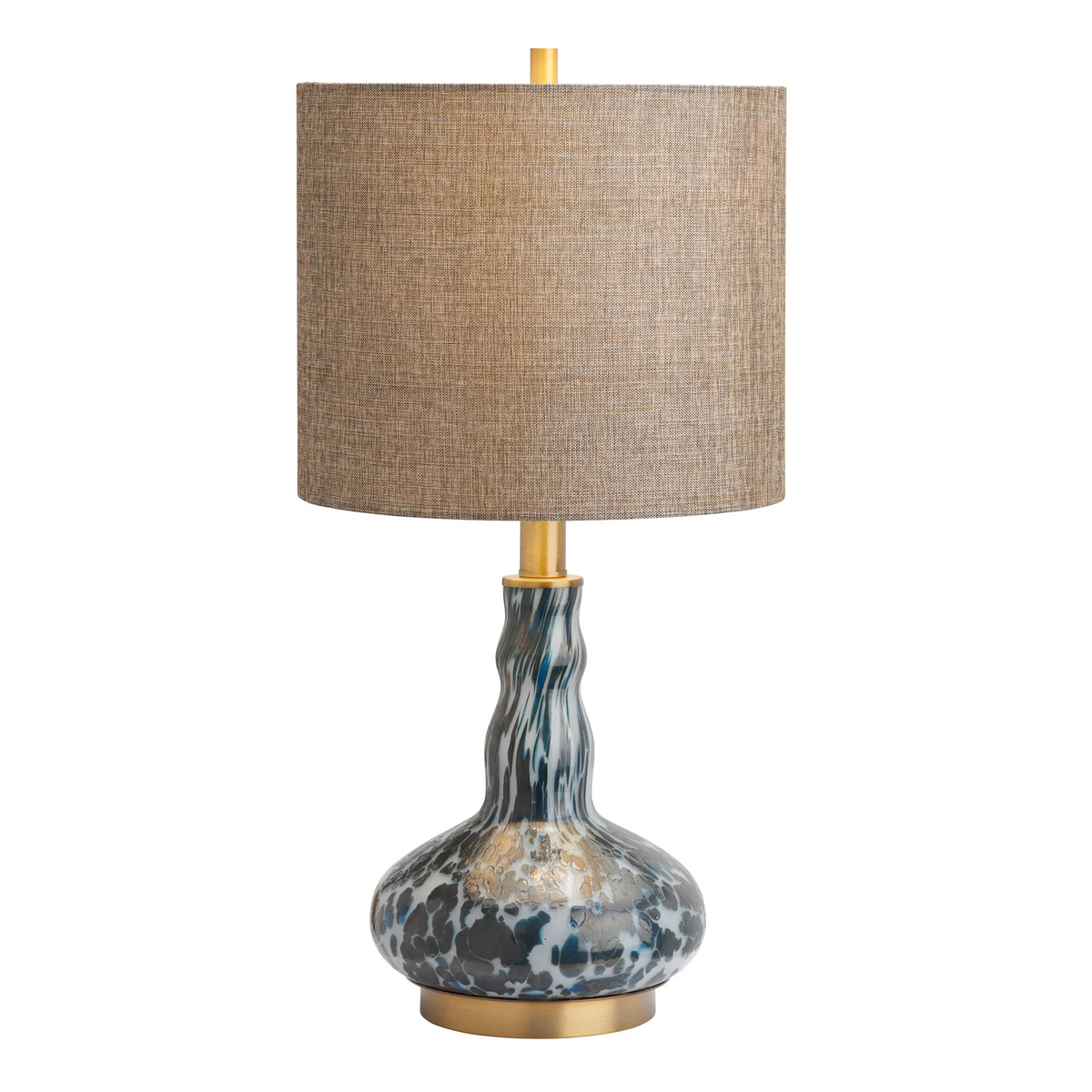 Lavisa blue art glass table lamp with polished gold hardware accents (View 2)