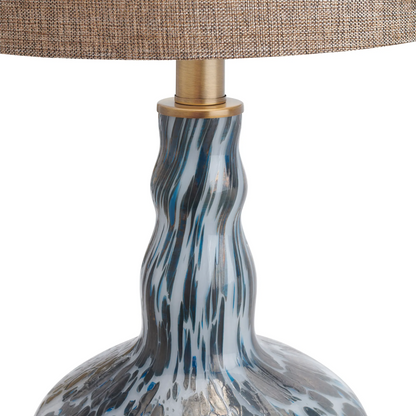 Lavisa blue art glass table lamp with polished gold hardware accents (View 3)