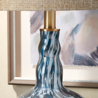 Lavisa blue art glass table lamp with polished gold hardware accents (View 7)