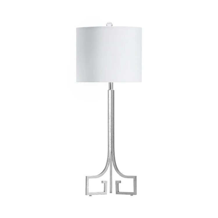 Lavisa classic silver metal table lamp with white drum shade