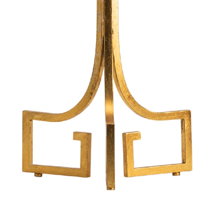 Lavisa gold leaf metal table lamp with white linen drum shade (View 4)