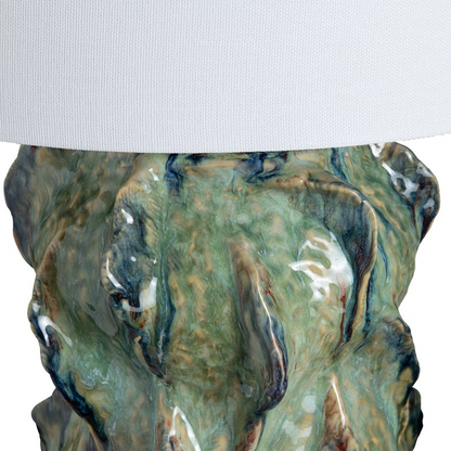 Lavisa ceramic table lamp with sculpted base and white linen shade (View 3)
